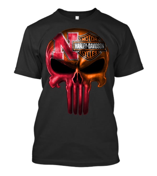 Nebraska Harley Davidson Punisher Skull T-Shirt