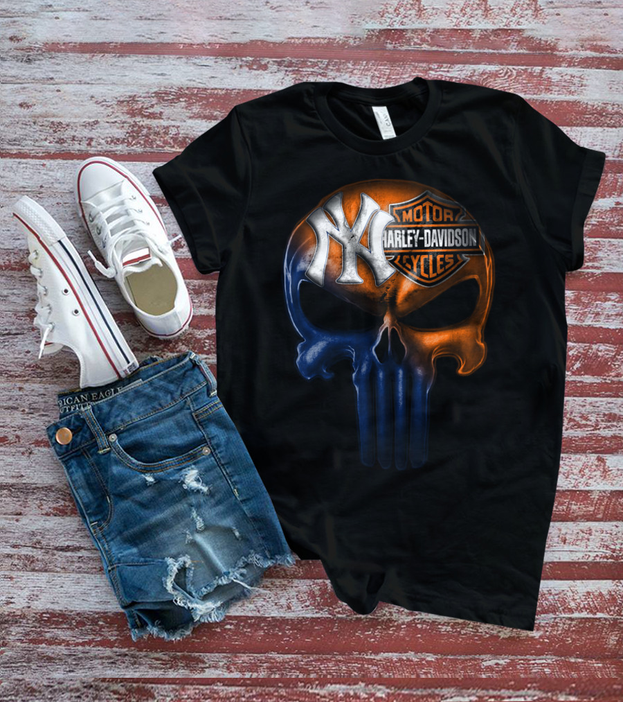 New York Yankees Harley Davidson Skull 30Ahl T-Shirt