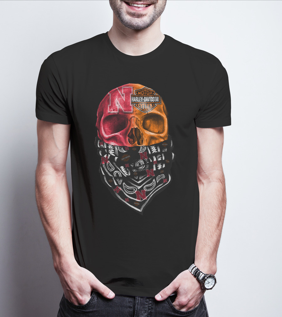 N Harley Davidson Motorcycles Skull Bandana Style T-Shirt