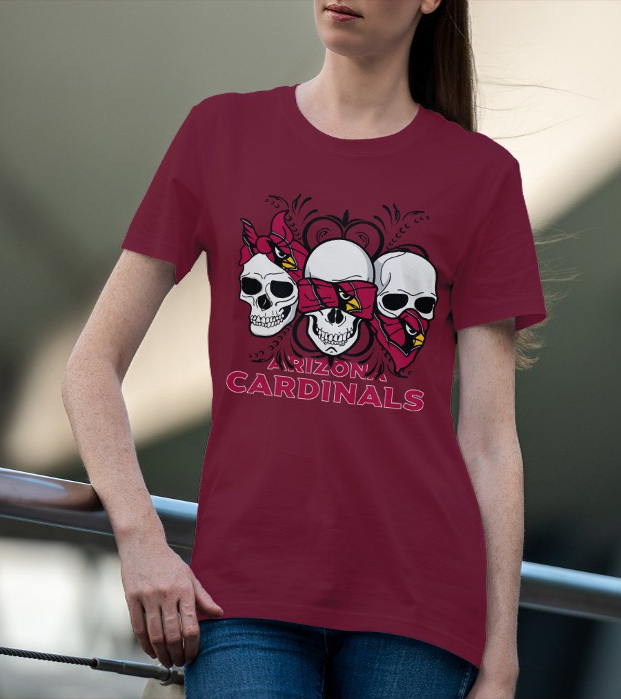 Arizona Cardinals Three Skulls T-Shirt