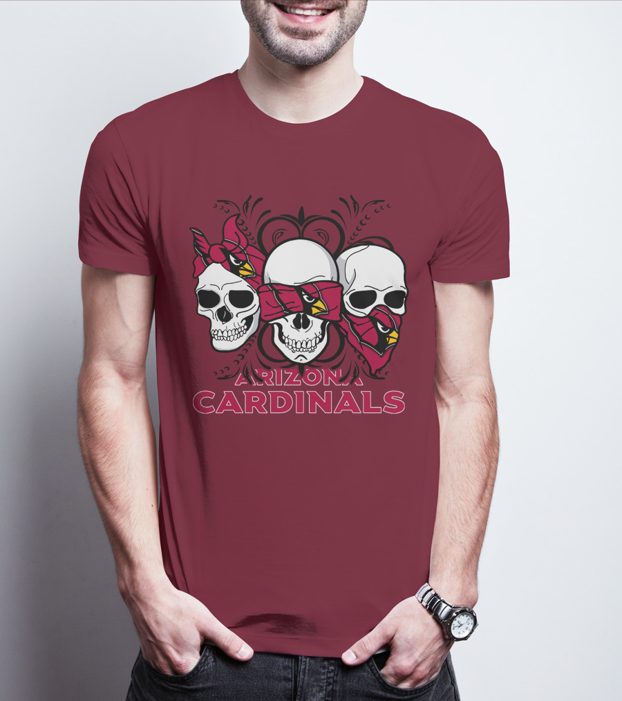 Arizona Cardinals Three Skulls T-Shirt