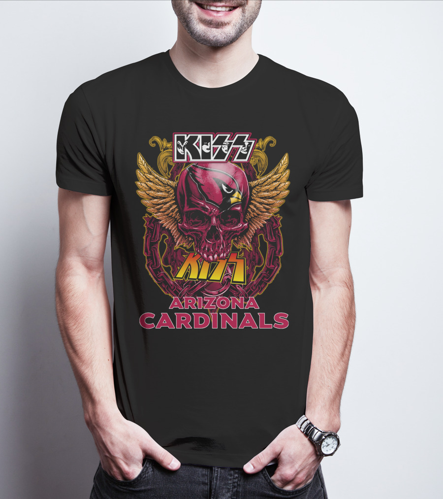 KISS Arizona Cardinals Skull Wings Chain T-Shirt