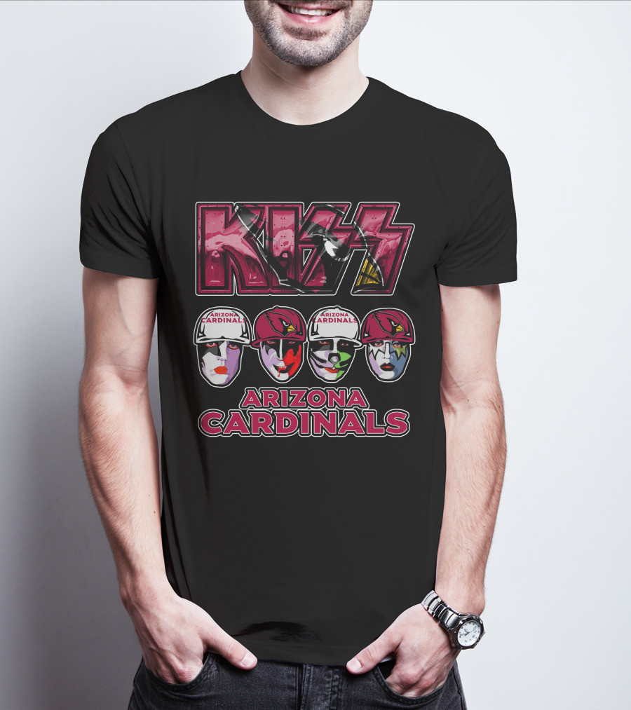 Kiss Arizona Cardinals Rock Band Face Paint Helmet T-Shirt