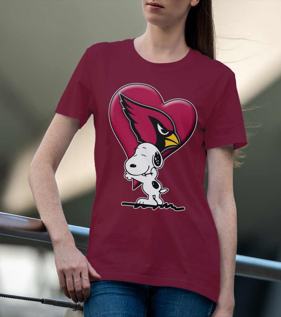 Snoopy Hugging Heart Arizona Cardinals T-Shirt