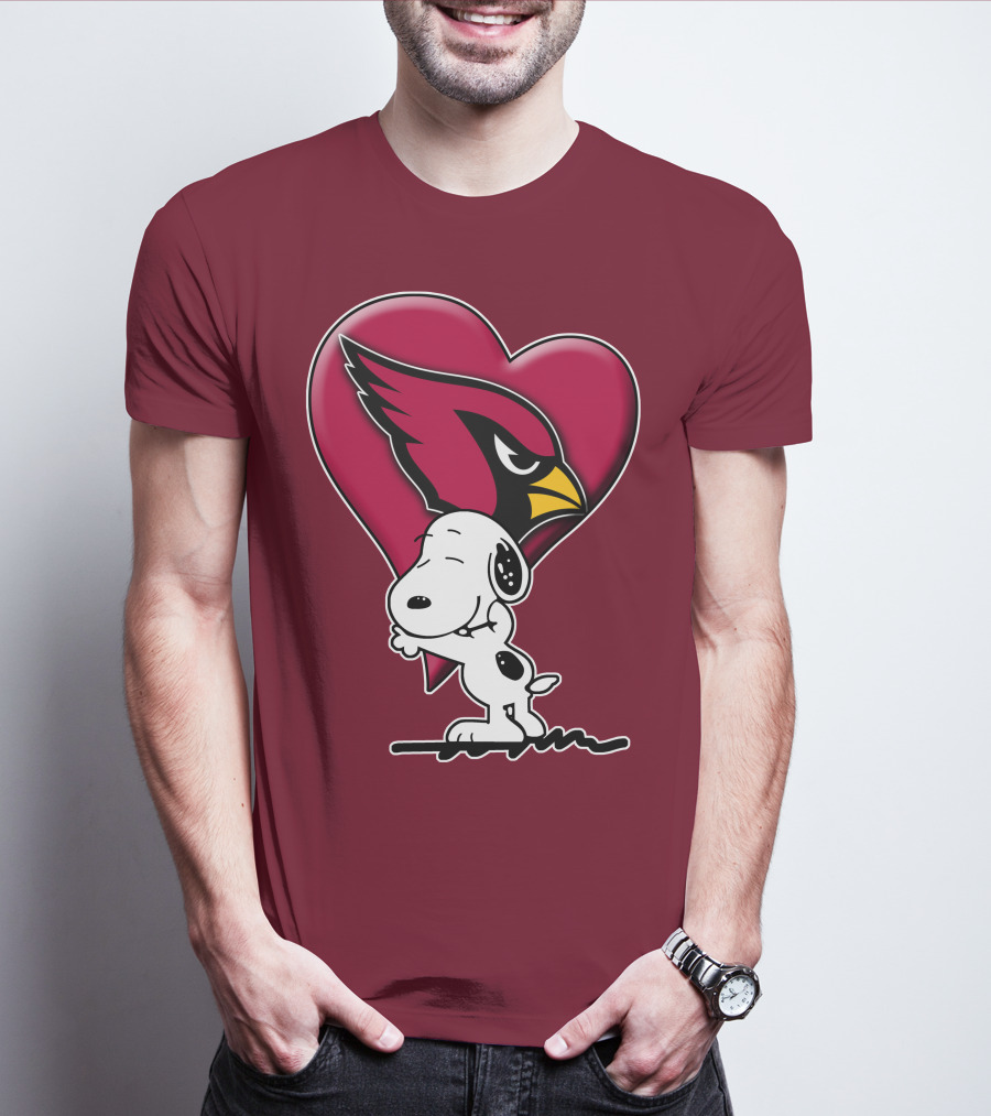 Snoopy Hugging Heart Arizona Cardinals T-Shirt