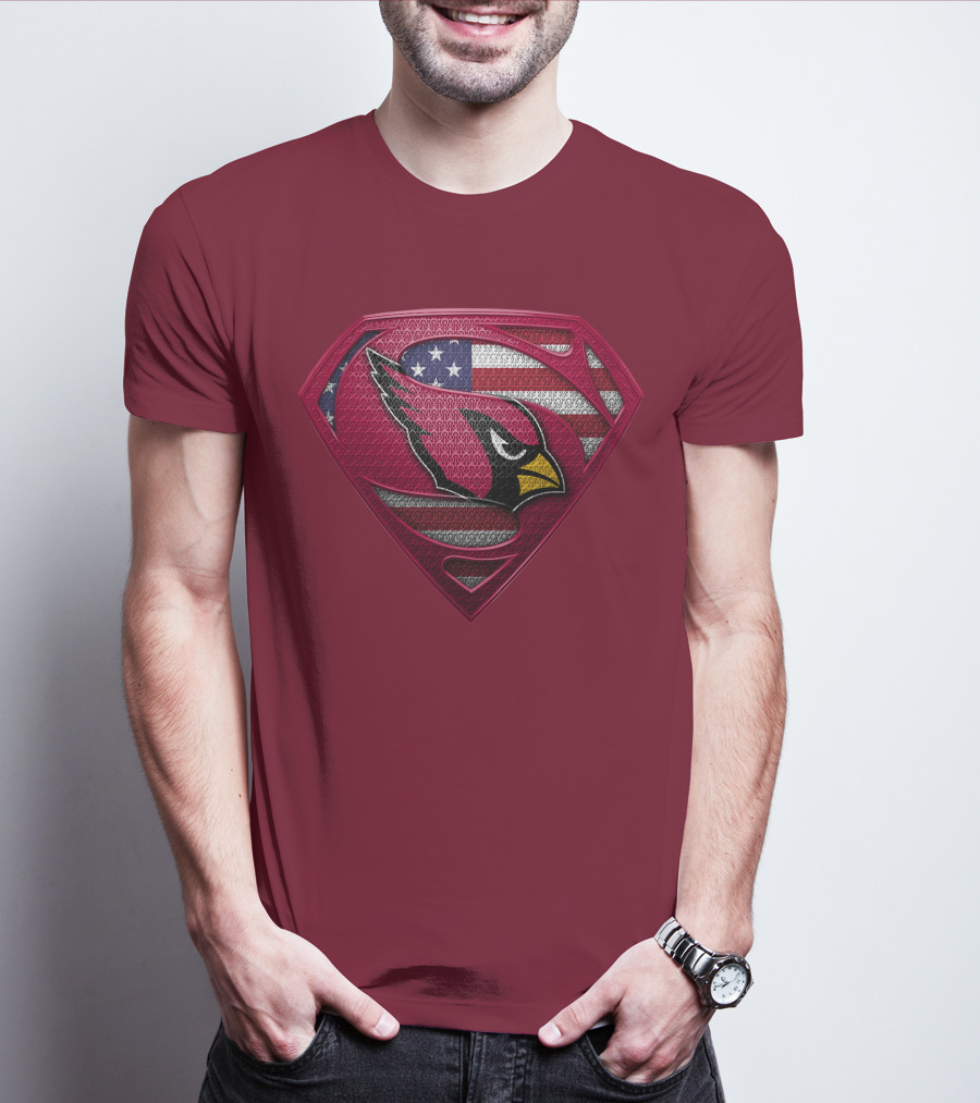 Arizona Cardinals Superman American Flag T-Shirt