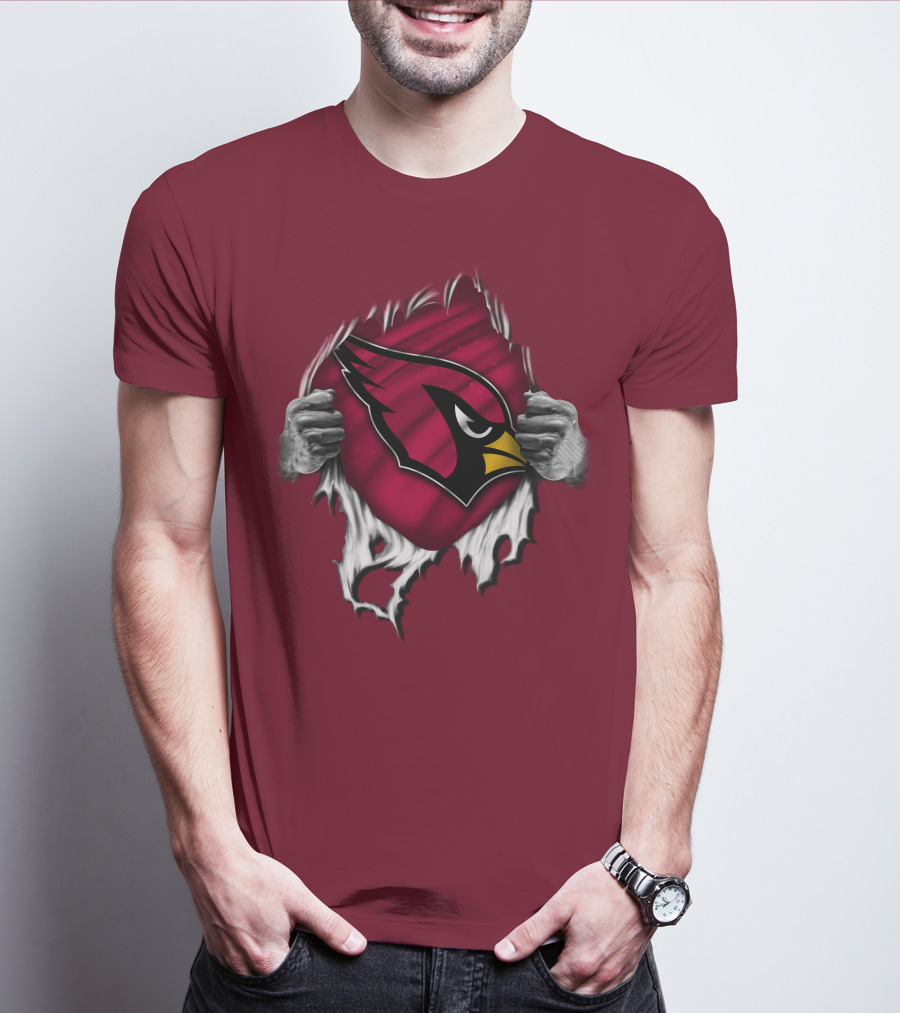 Torn Arizona Cardinals Emblem Revealed By Hands T-Shirt