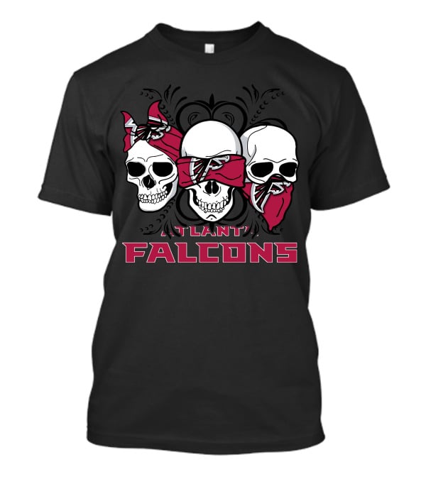 Atlanta Falcons Three Skulls Bandana T-Shirt