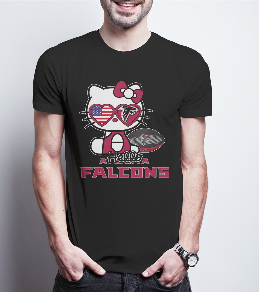 Hello Kitty Atlanta Falcons American Flag Football T-Shirt