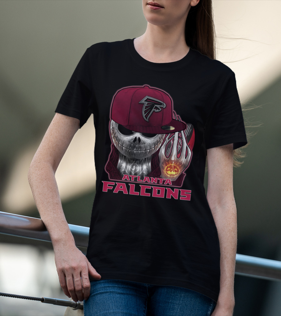 Jackskull Atlanta Falcons Halloween Football Skull T-Shirt