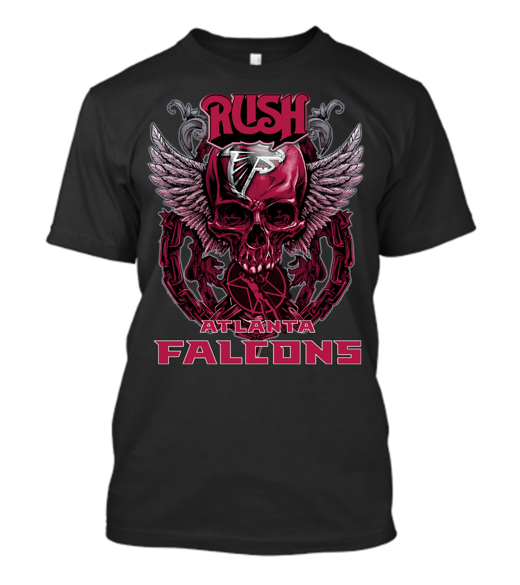 Rush Atlanta Falcons Skull Wings Emblem T-Shirt