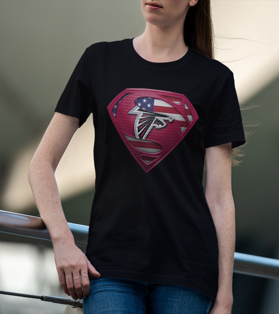 Atlanta Falcons Superman Logo American Flag T-Shirt