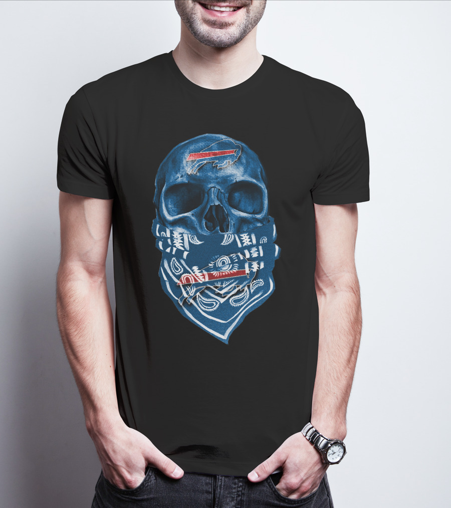 Buffalo Bills Skull Blue Bandana T-Shirt