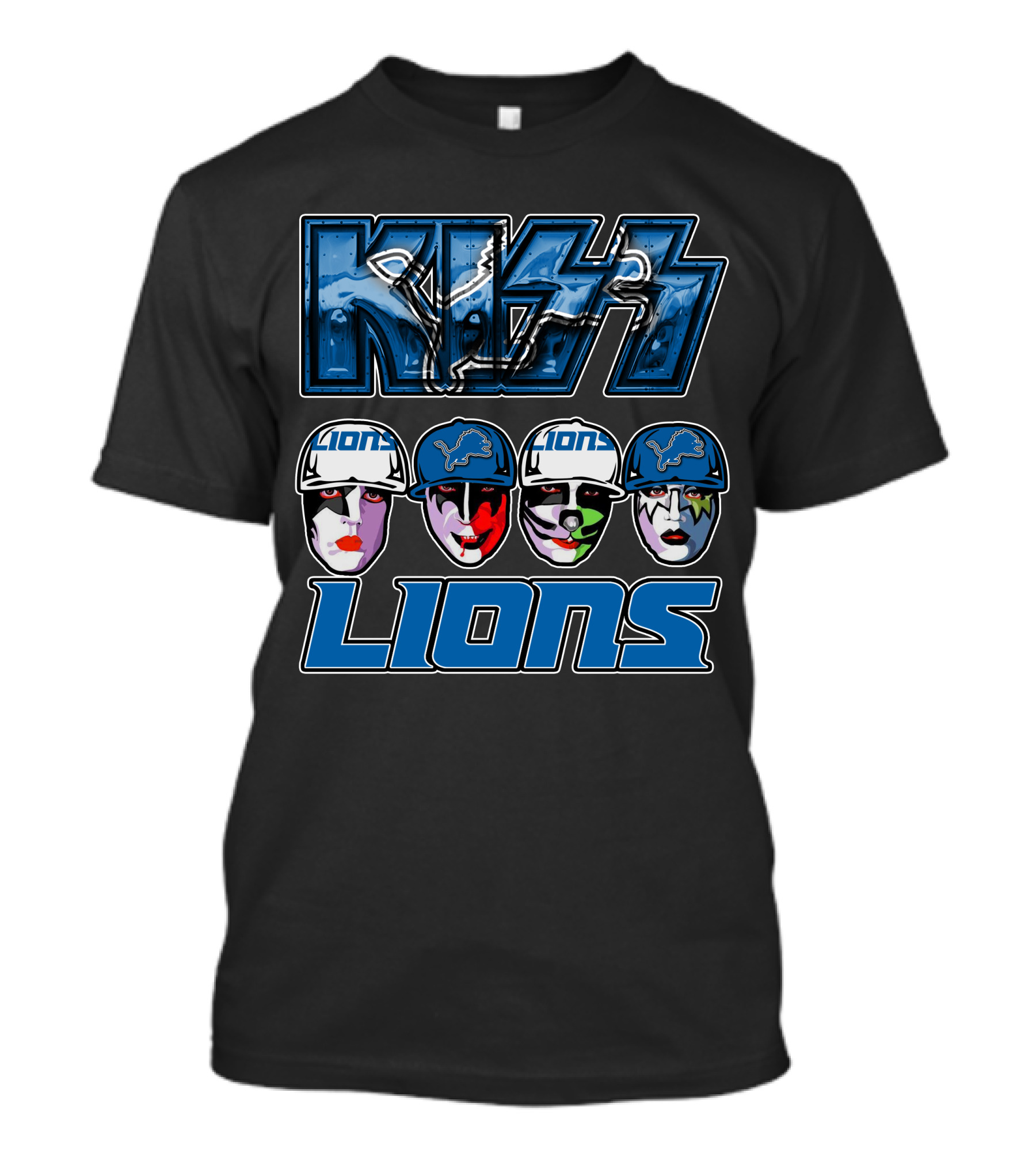 Kiss Detroit Lions Logo Facepaint T-Shirt