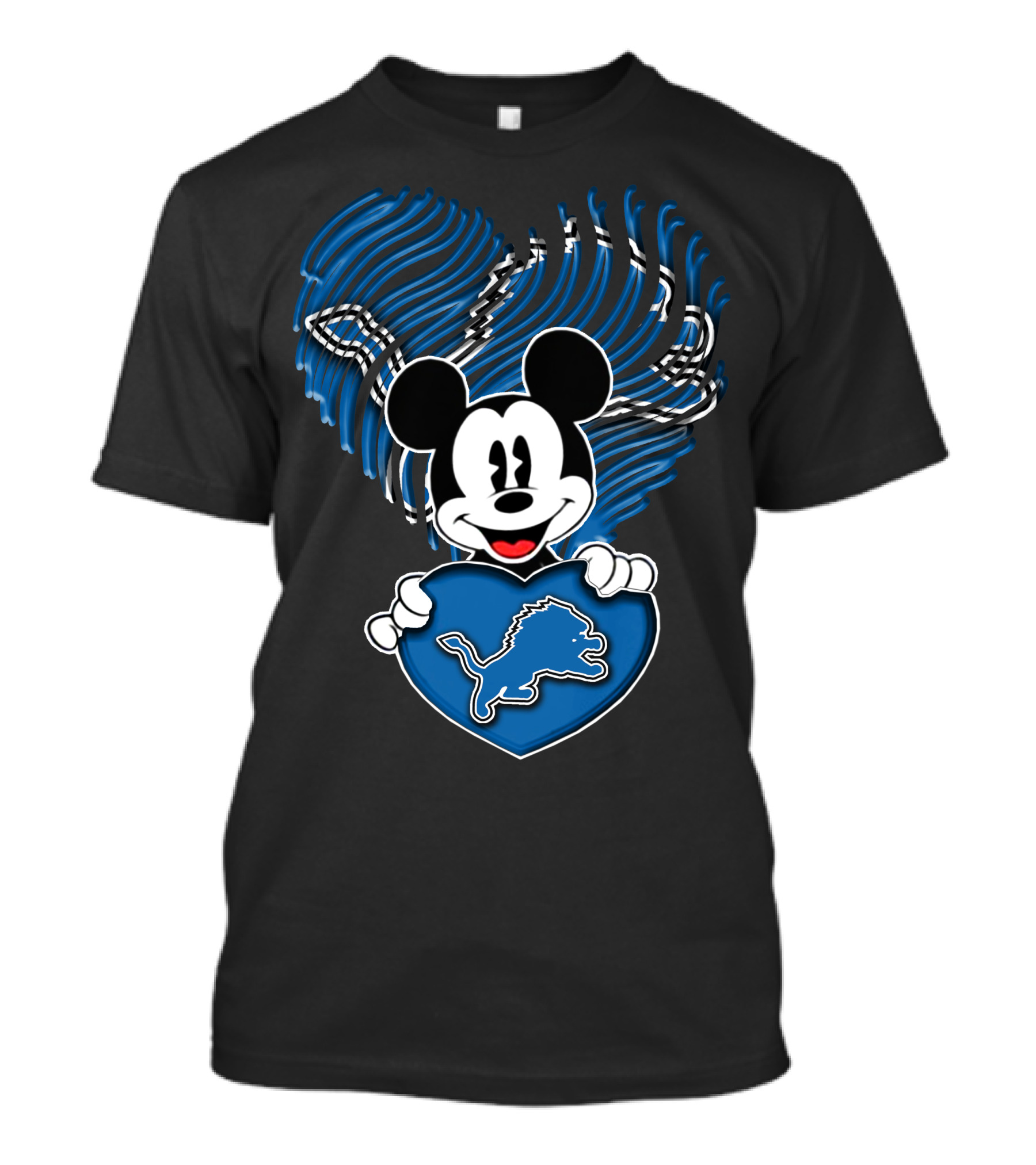 Mickey Mouse Heart Detroit Lions Fan T-Shirt