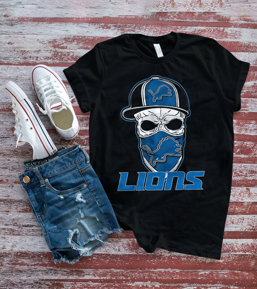 Skull Hat Lions Detroit Lions T-Shirt