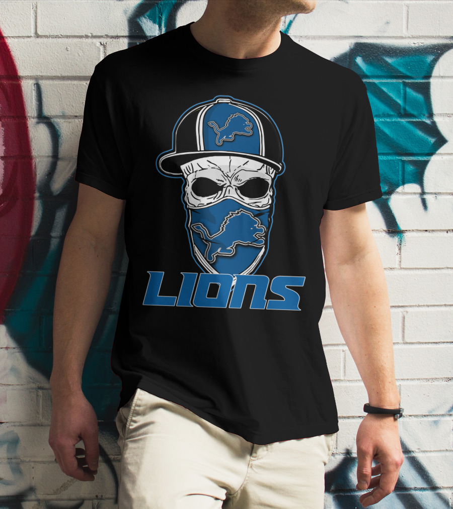 Skull Hat Lions Detroit Lions T-Shirt