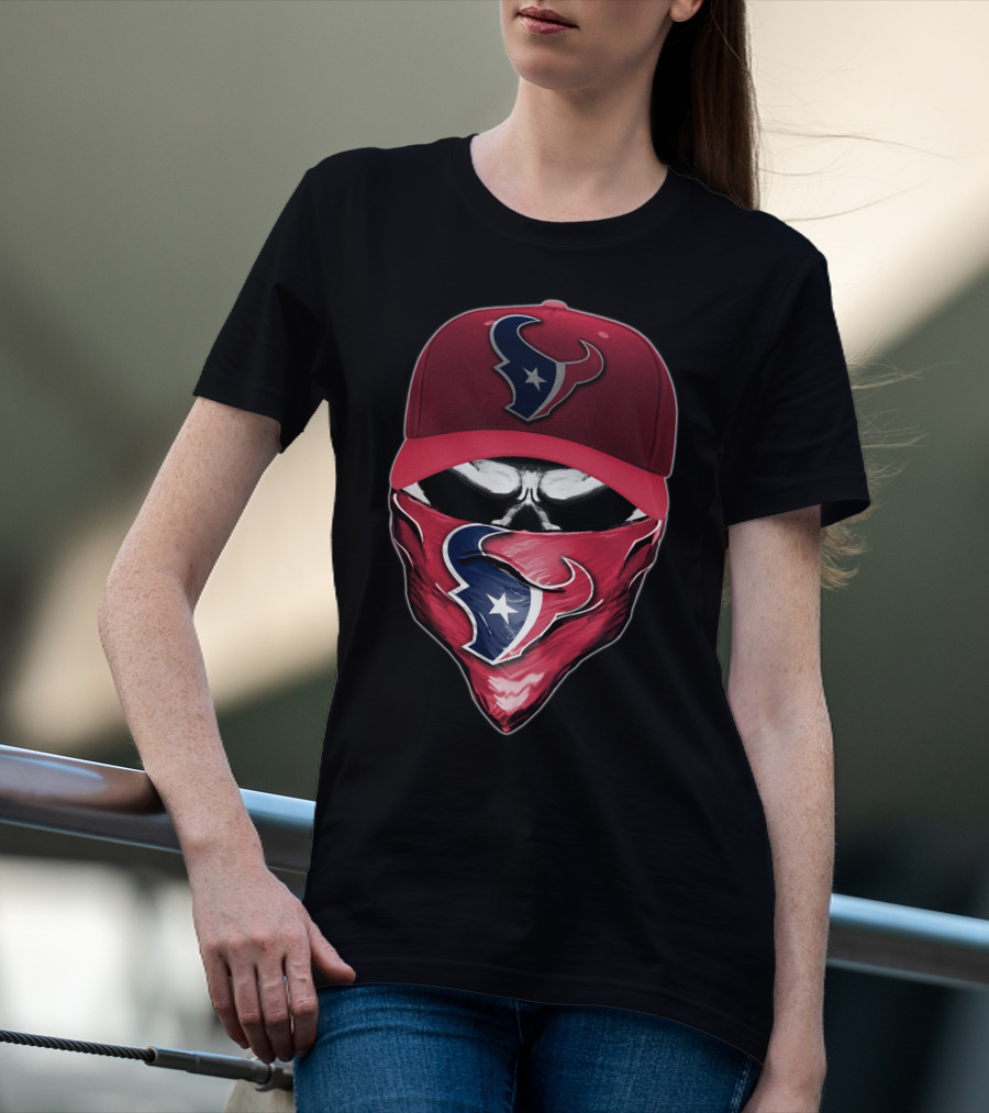 Houston Texans Skull Face Cap Bandana T-Shirt