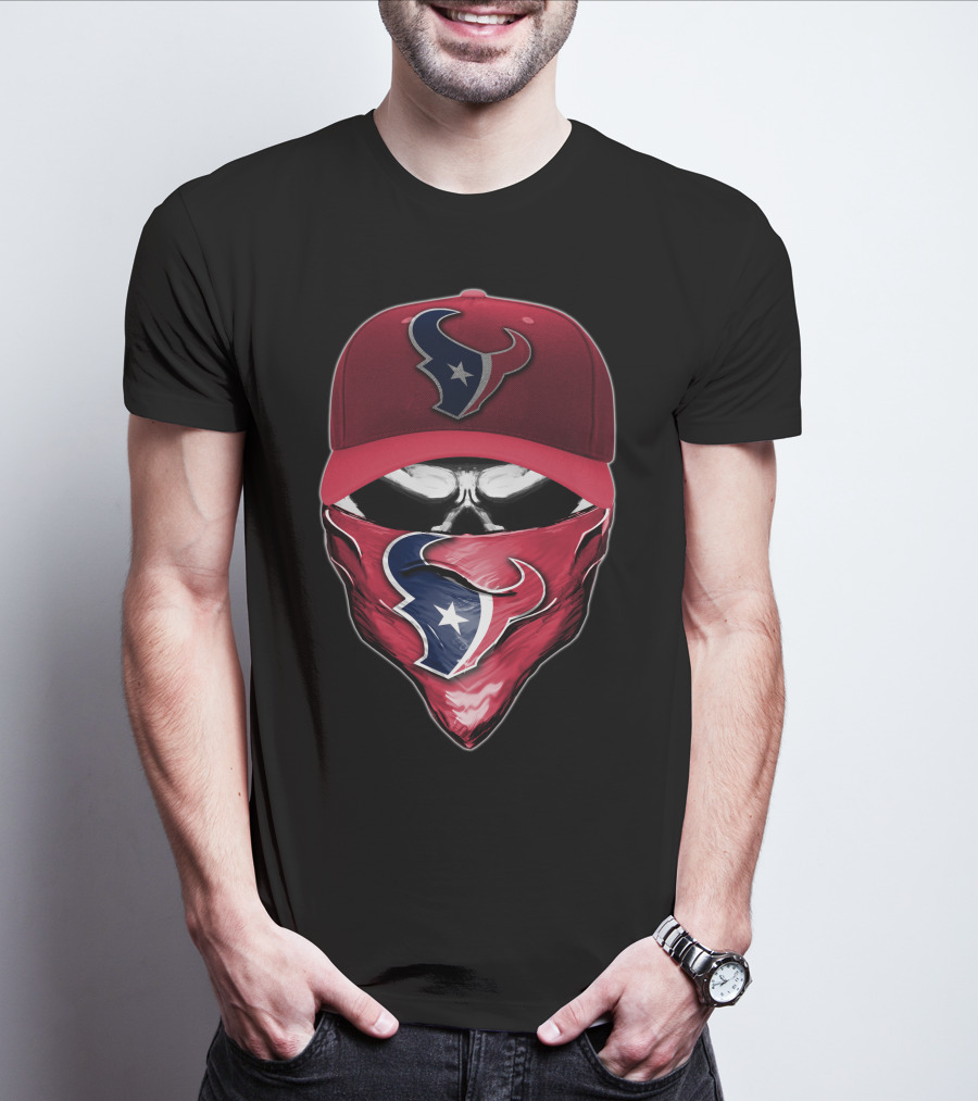 Houston Texans Skull Face Cap Bandana T-Shirt