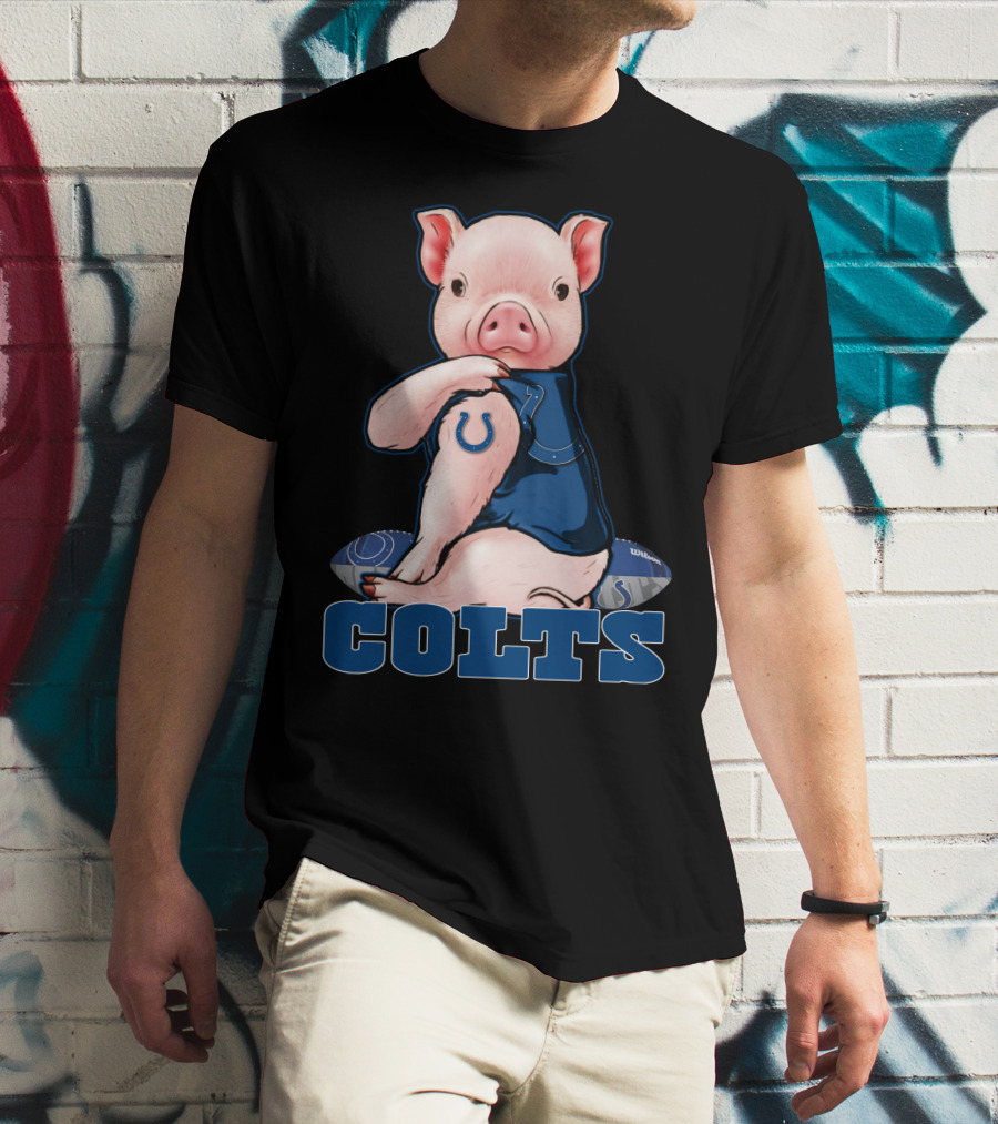 Pig With Indianapolis Colts Logo And Jersey T-Shirt