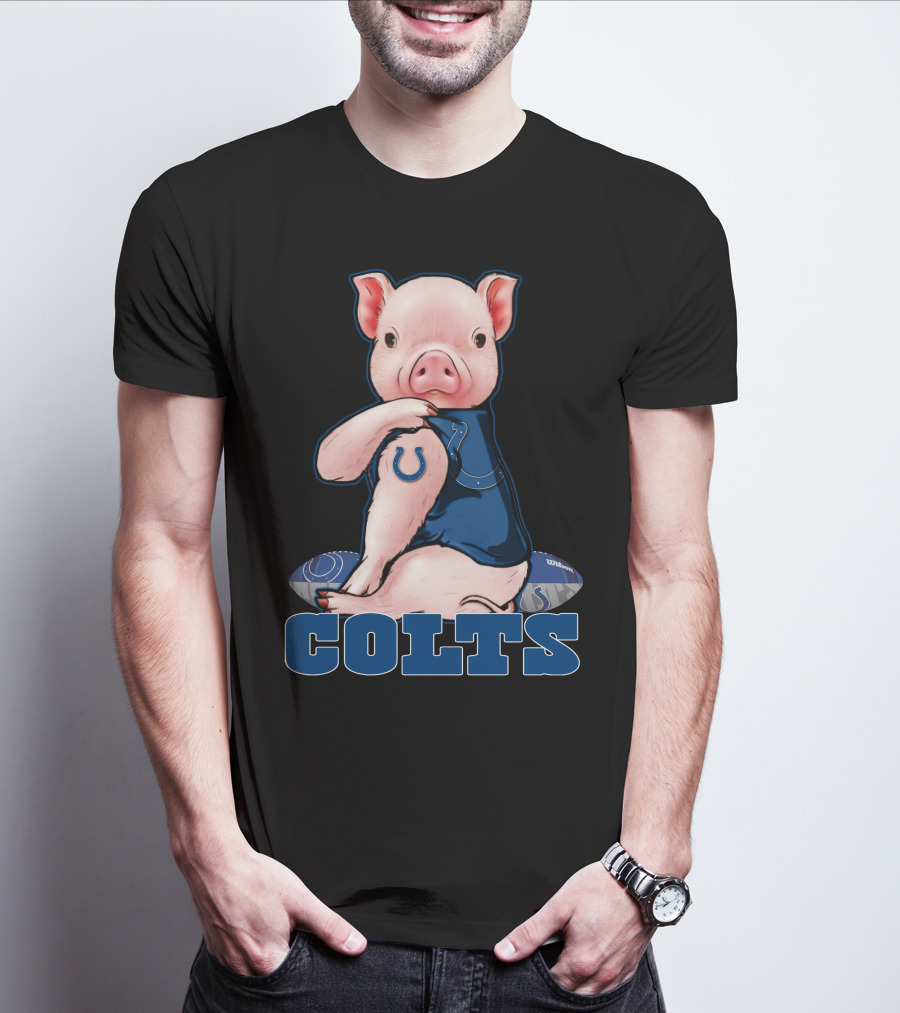 Pig With Indianapolis Colts Logo And Jersey T-Shirt
