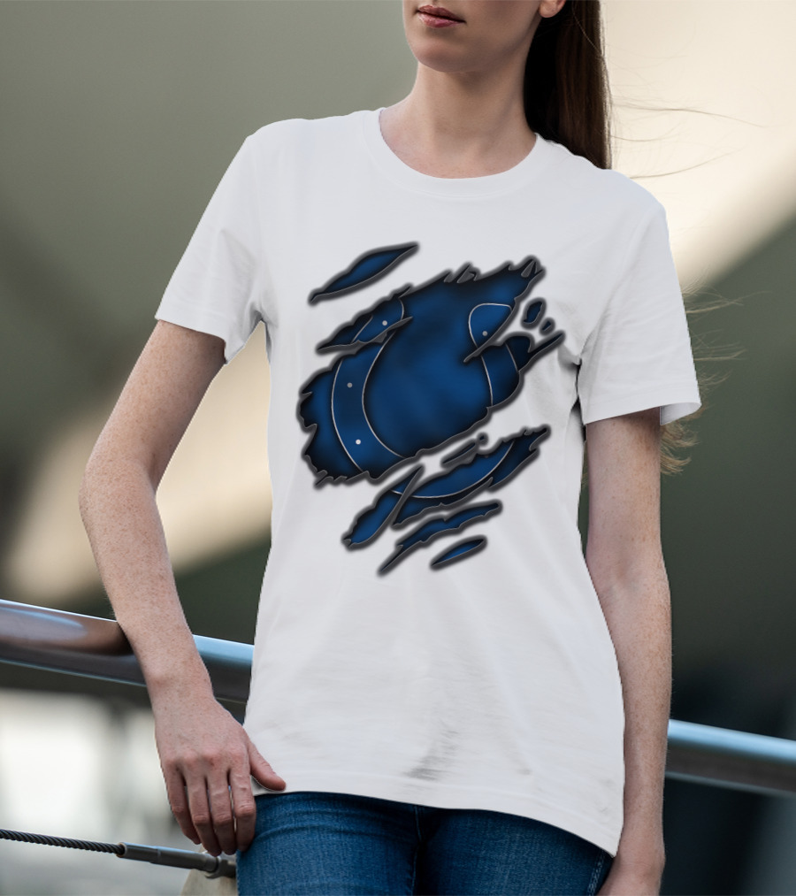Torn Blue Horseshoe Indianapolis Colts T-Shirt
