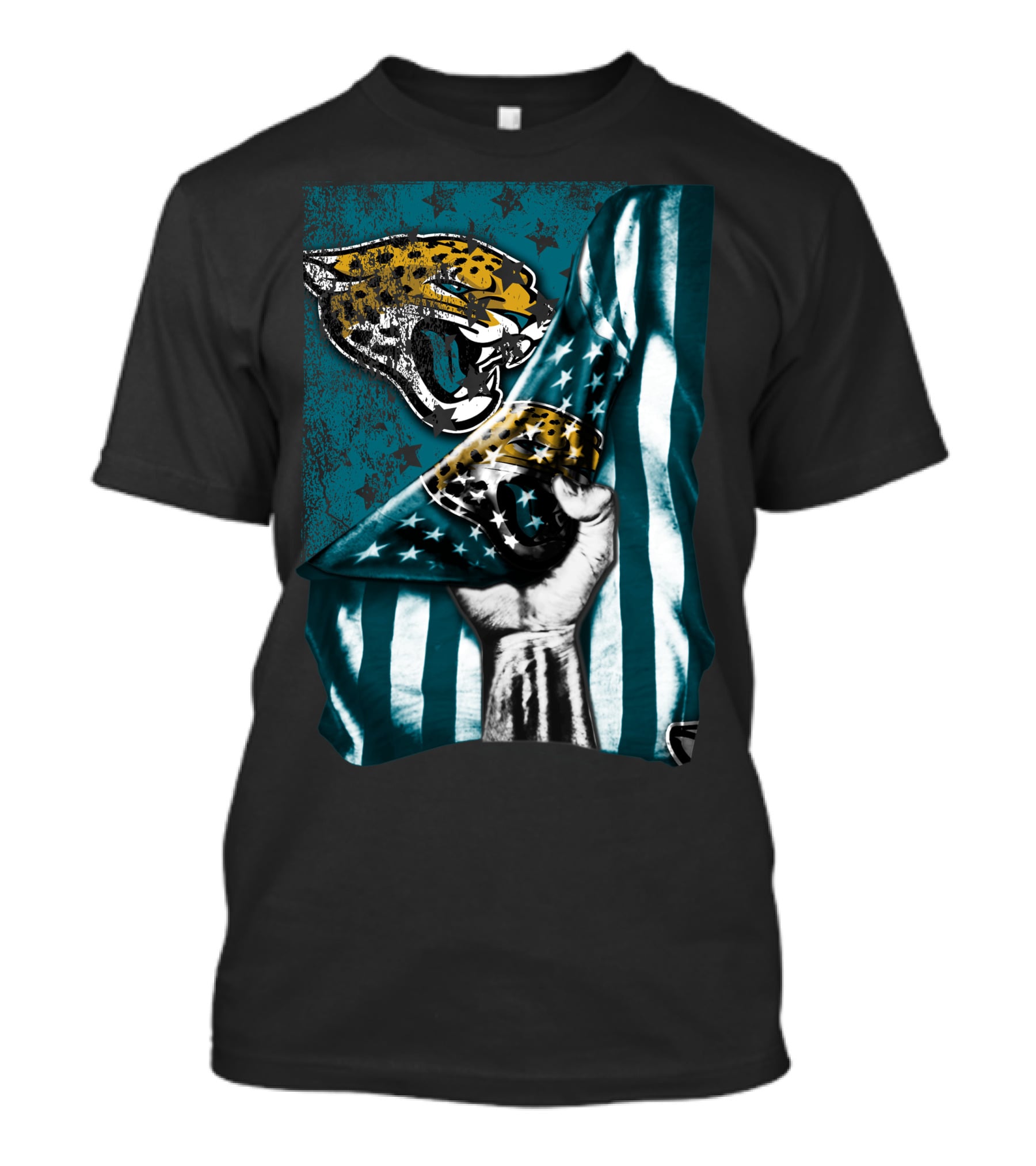 Jacksonville Jaguars Flag With Bold Jaguar Logo And Teal Stripes T-Shirt