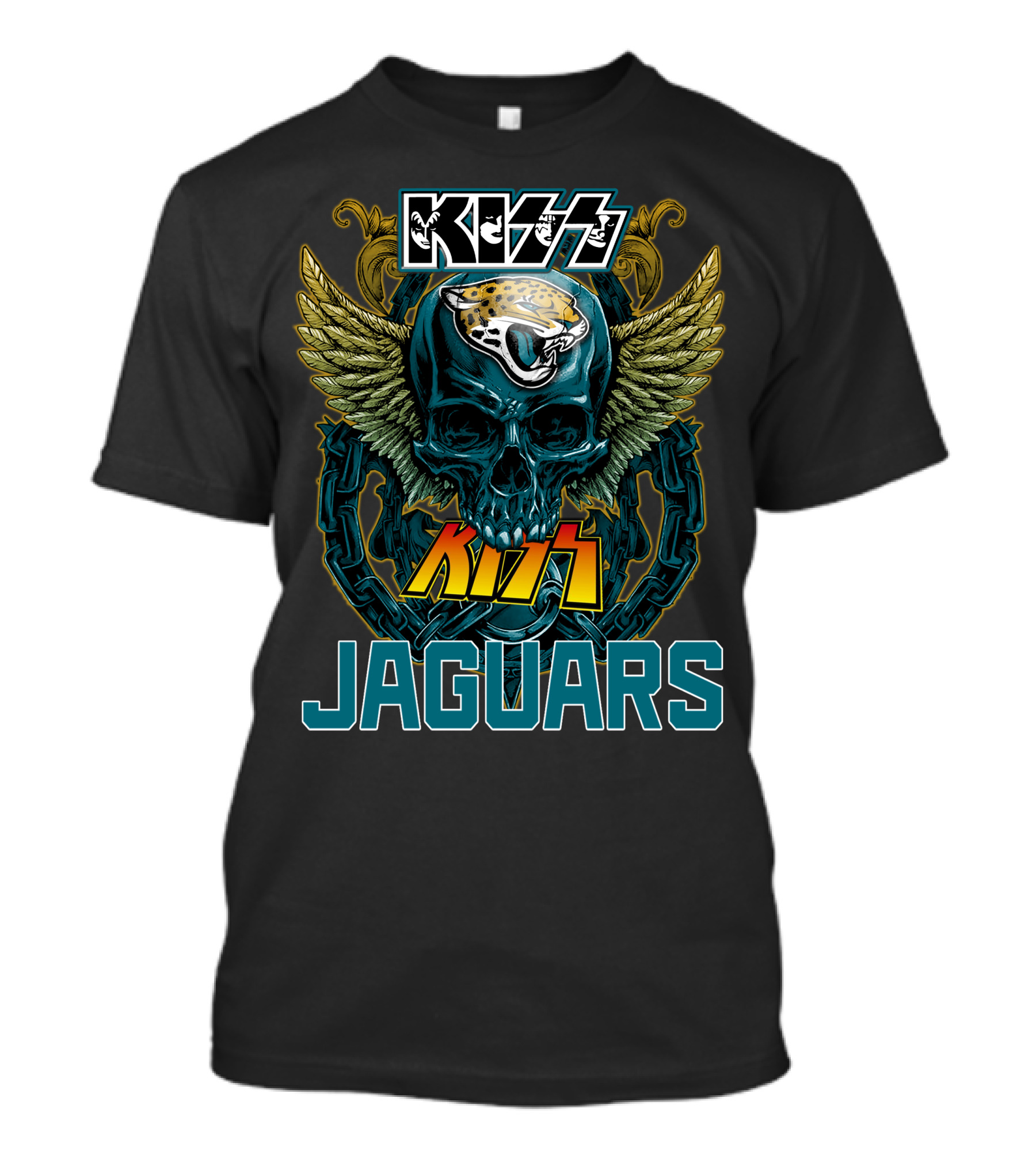 Kiss Jacksonville Jaguars Skull Wings T-Shirt