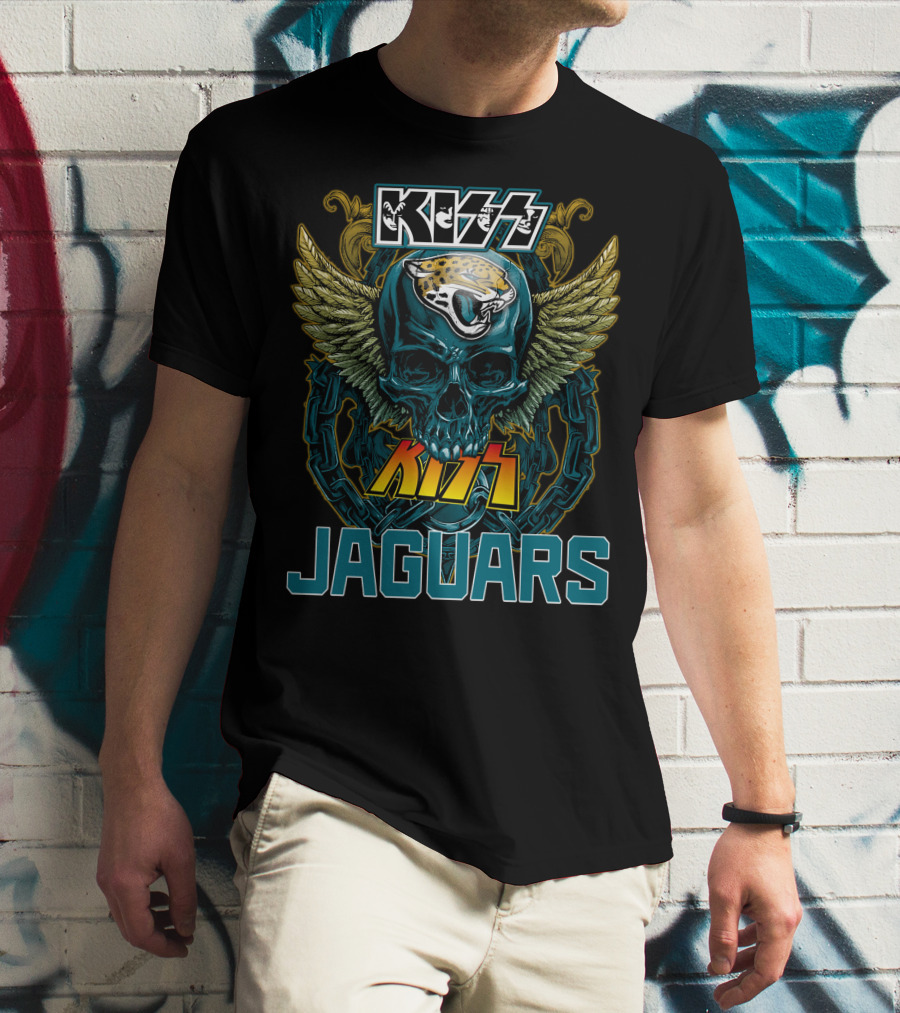 Kiss Jacksonville Jaguars Skull Wings T-Shirt