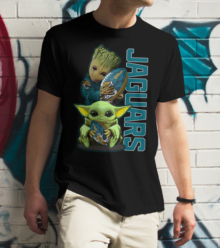 Grzd Jacksonville Jaguars Groot Baby Yoda Football T-Shirt