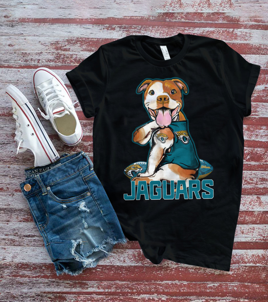 Jaguars Pitbull Mascot With Jacksonville Football T-Shirt