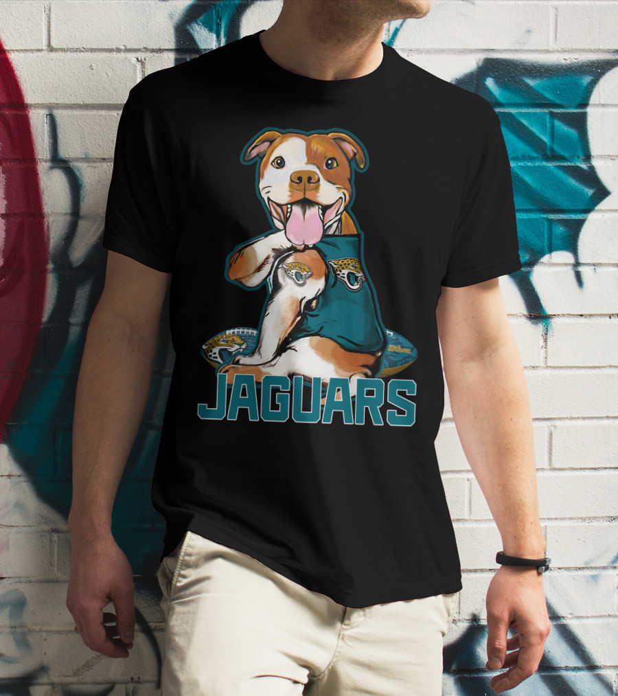 Jaguars Pitbull Mascot With Jacksonville Football T-Shirt