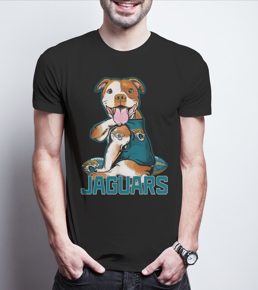 Jaguars Pitbull Mascot With Jacksonville Football T-Shirt