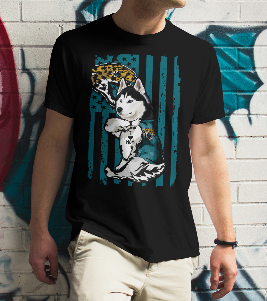 Siberian Husky Jacksonville Jaguars I Love Mom T-Shirt