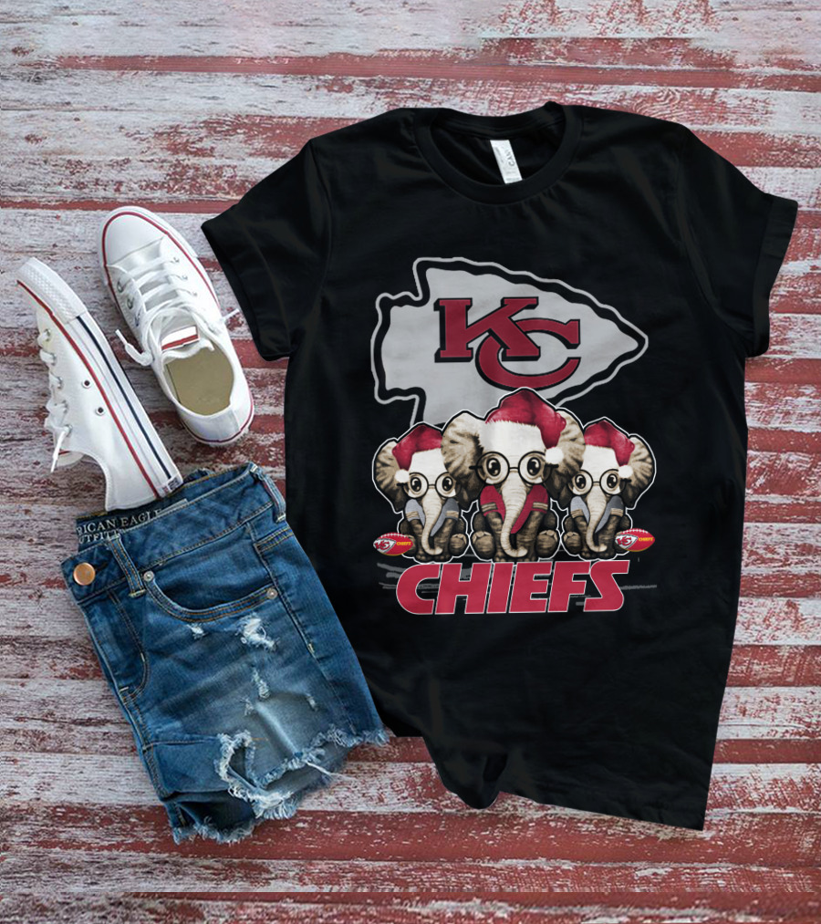 KC Chiefs Xmas Elephants Football Holiday Edition T-Shirt