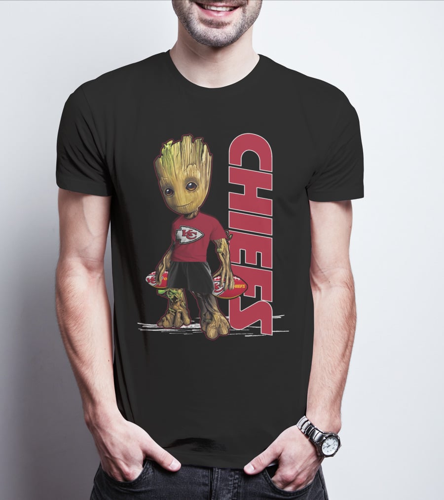 Groot Kansas City Chiefs NFL Fan Art With Chiefs T-Shirt