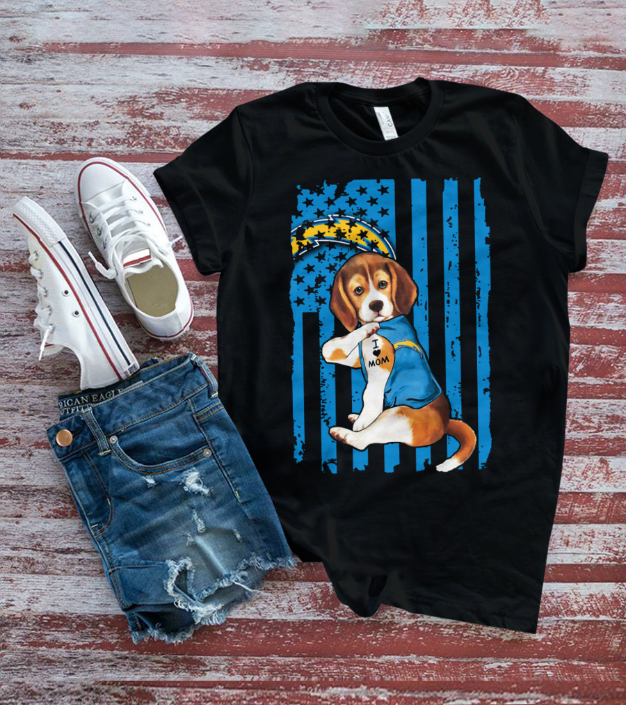 Beagle I Love Mom Los Angeles Chargers T-Shirt