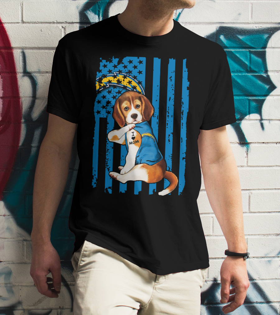 Beagle I Love Mom Los Angeles Chargers T-Shirt