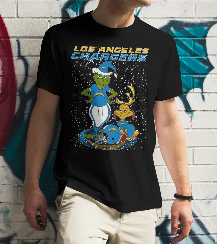 Los Angeles Chargers Grinchxmas Football Characters T-Shirt