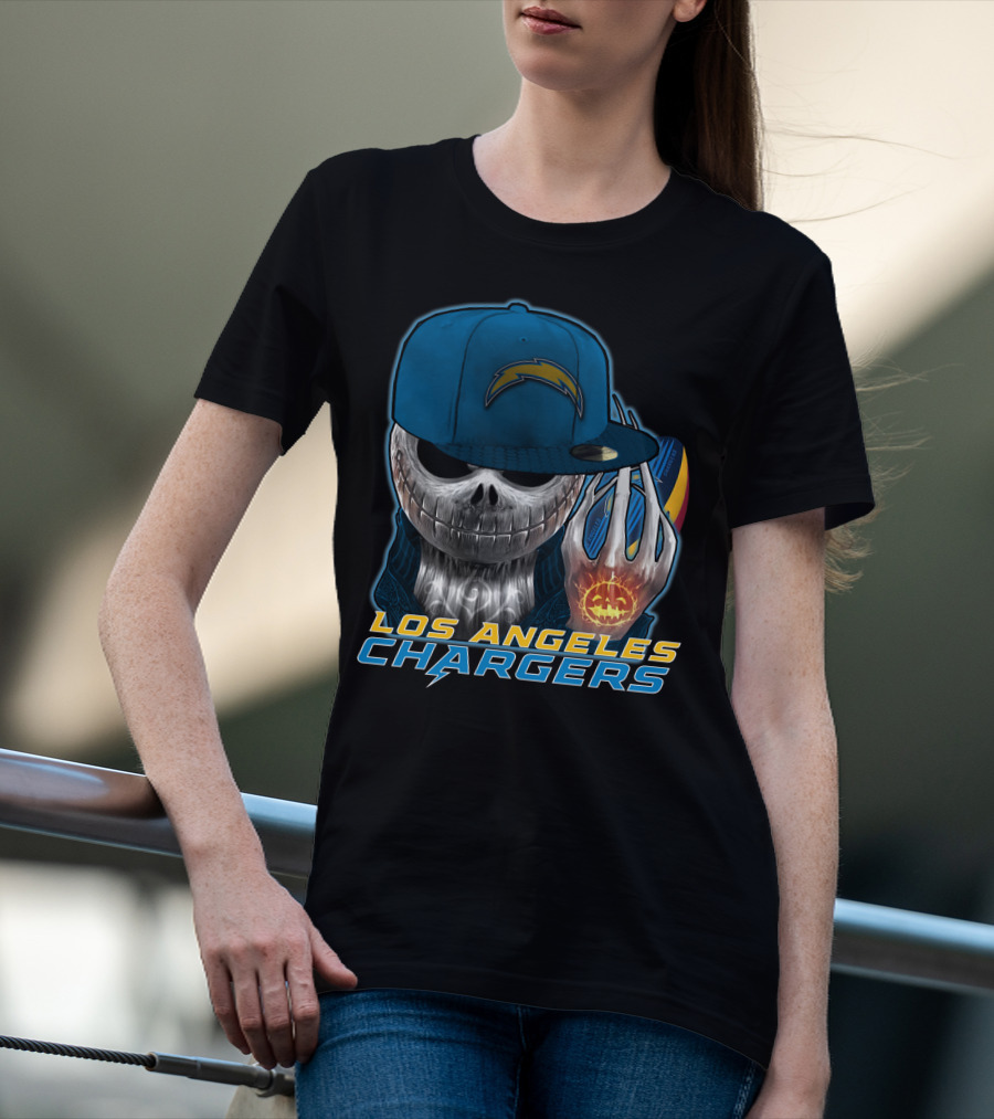 Jackskull Pumpkin Los Angeles Chargers T-Shirt