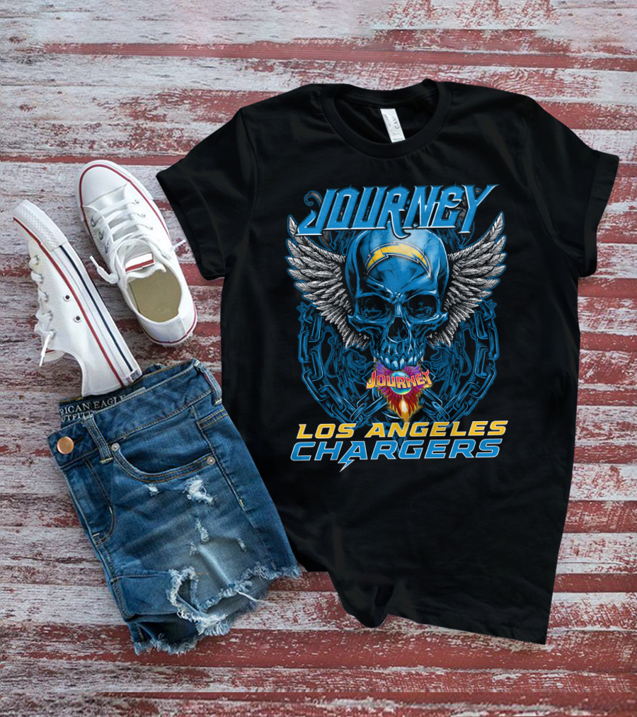 Journey Los Angeles Chargers Skull Winged Helmet T-Shirt