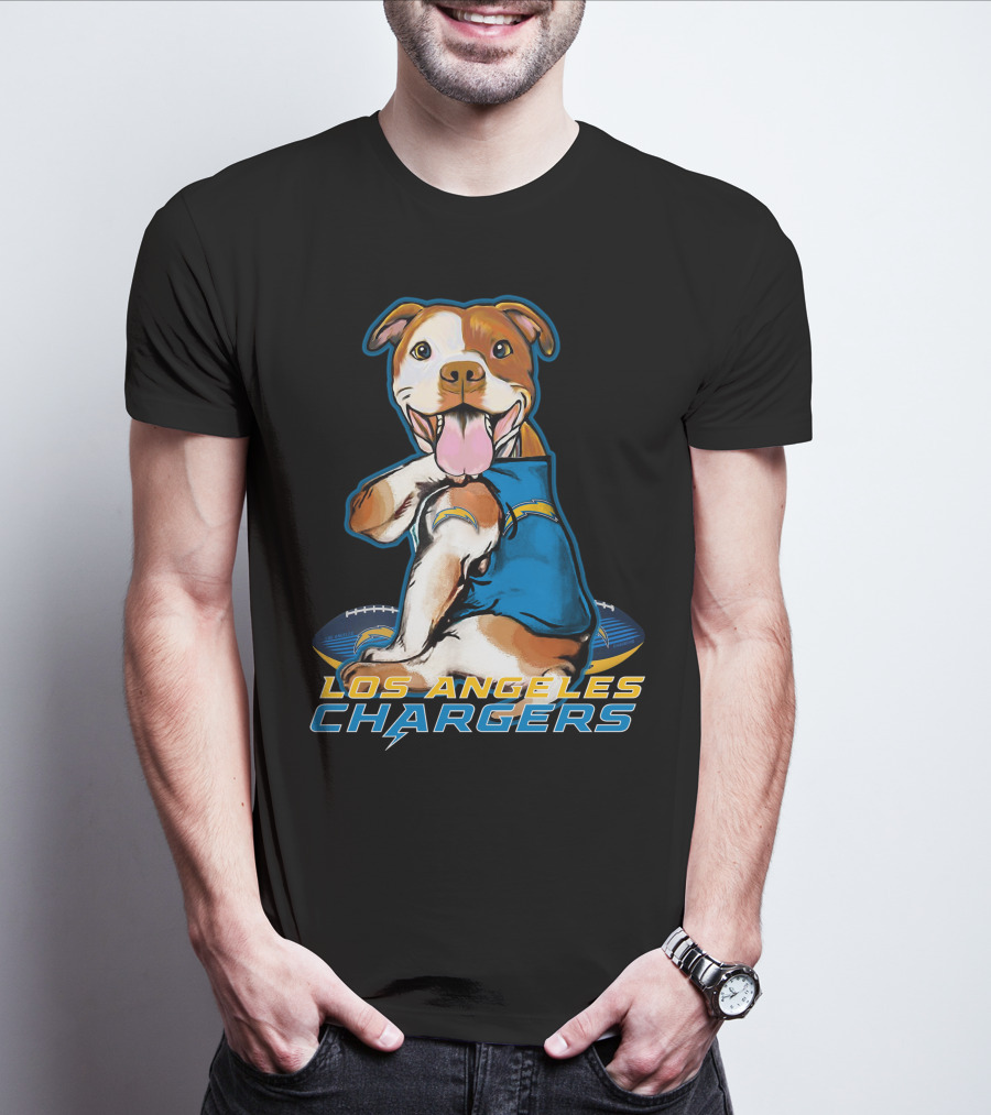 Pittbull Los Angeles Chargers NFL Football Dog Fan T-Shirt