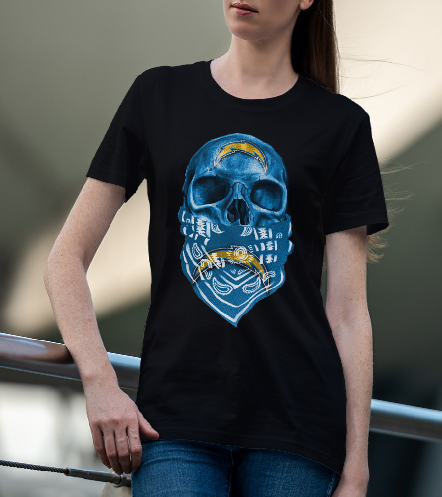 Skull Bandana Los Angeles Chargers T-Shirt