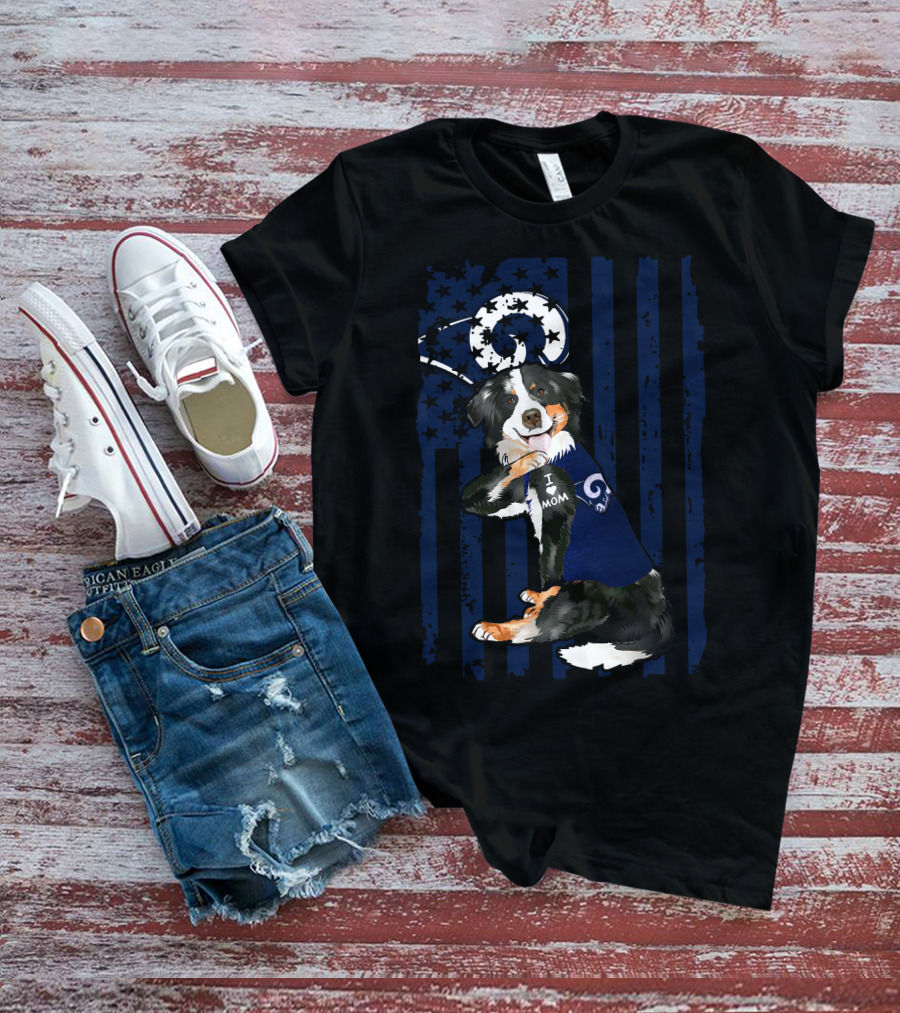 Border Collie I Love Mom Los Angeles Rams T-Shirt