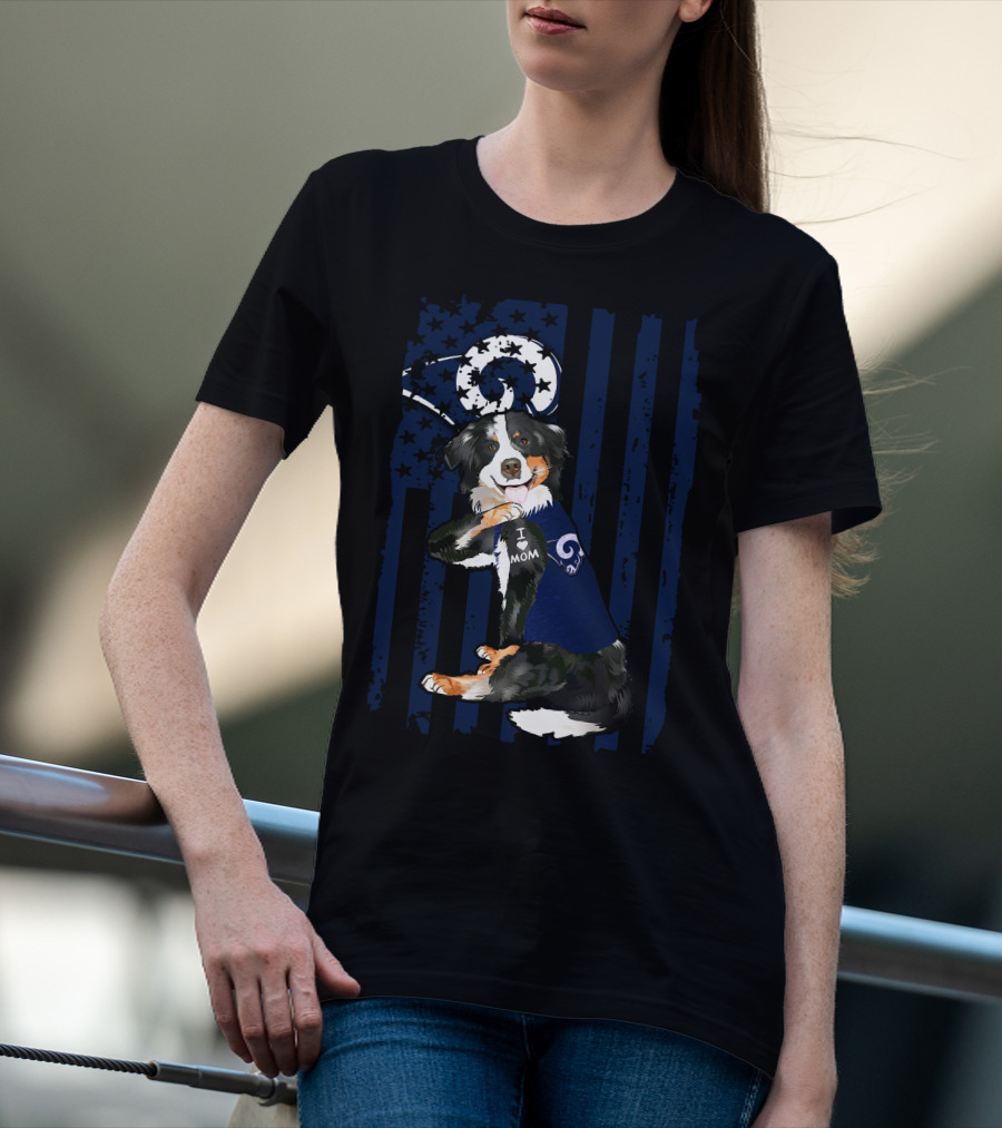 Border Collie I Love Mom Los Angeles Rams T-Shirt