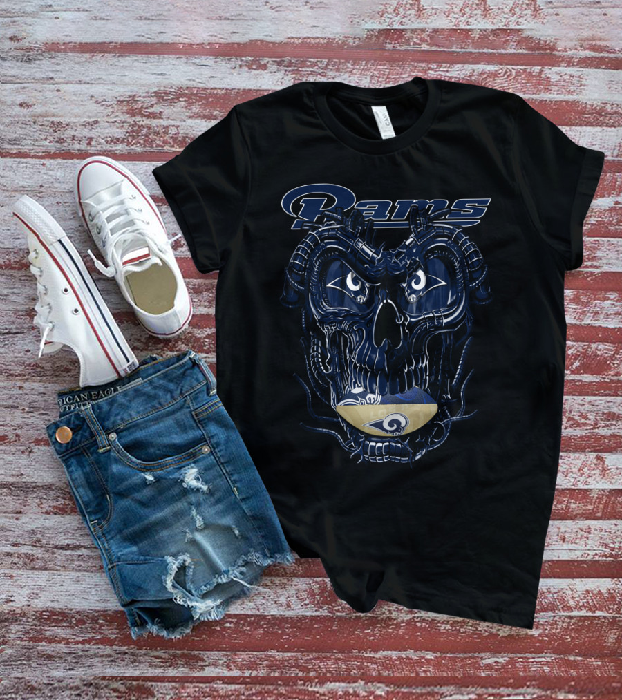 Rams Dragonskull Los Angeles Football Motif T-Shirt
