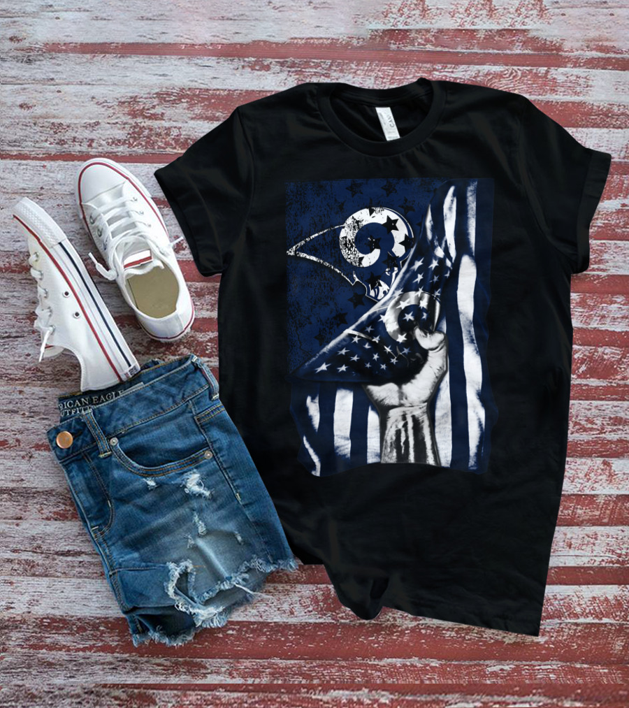 Los Angeles Rams American Flag Stars And Stripes Hand T-Shirt