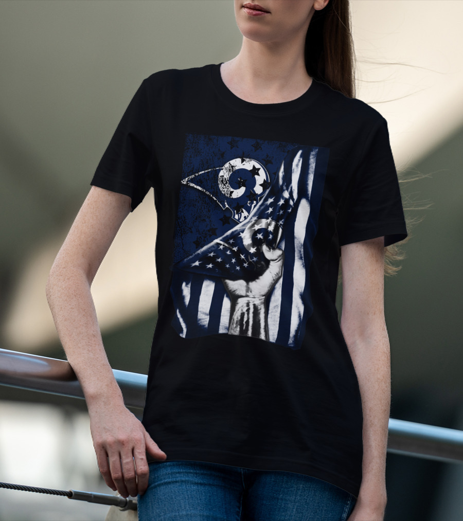 Los Angeles Rams American Flag Stars And Stripes Hand T-Shirt