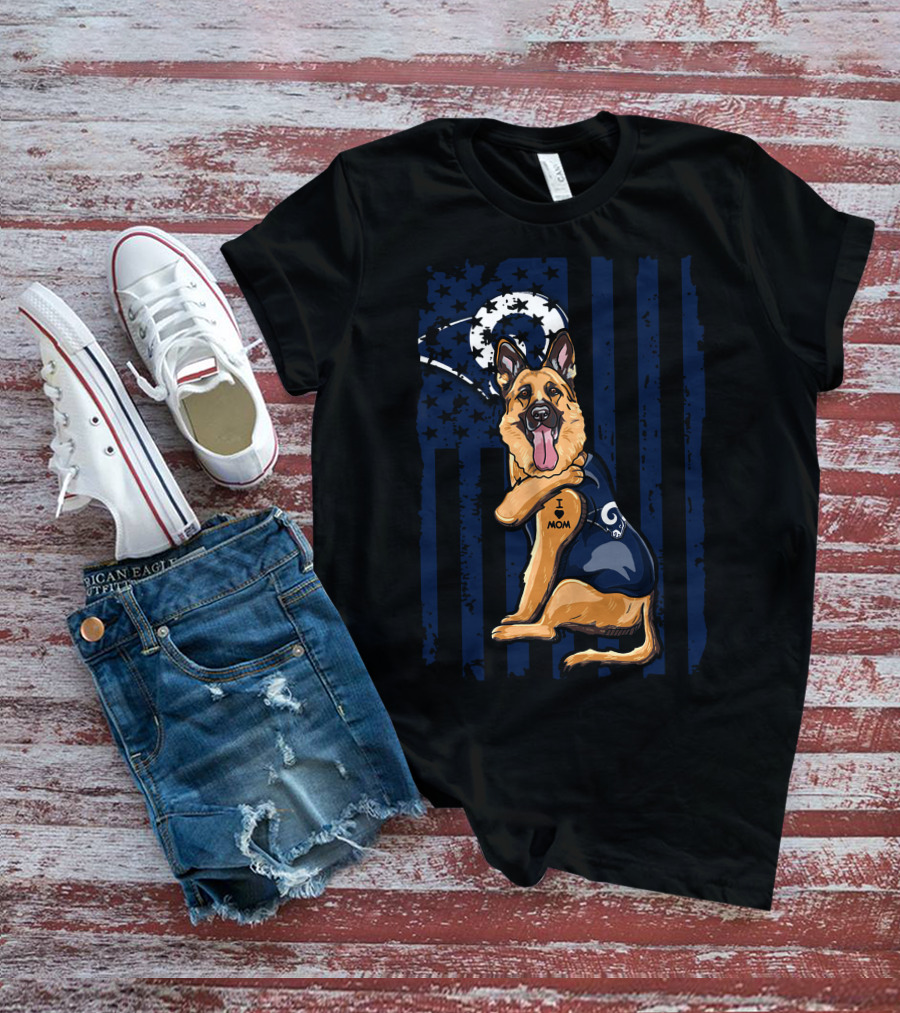German Shepherd I Love Mom Los Angeles Rams Fan T-Shirt