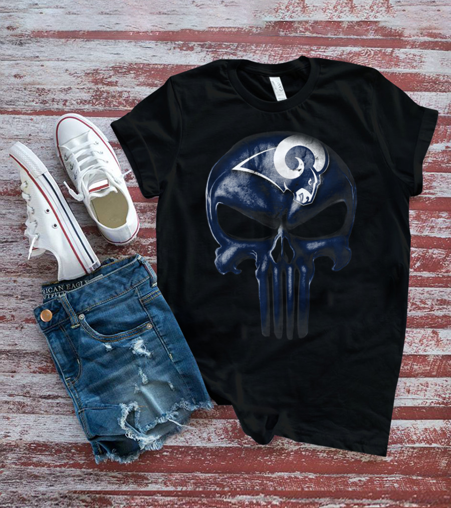 Skull Los Angeles Rams Logo Fusion T-Shirt